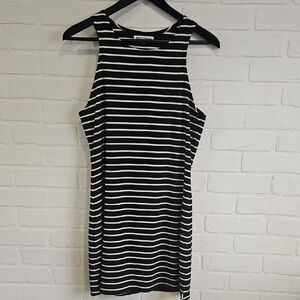 Reformation Black and White Striped Mini Dress